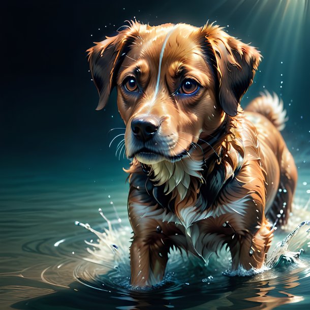 Ilustração de um cão na água