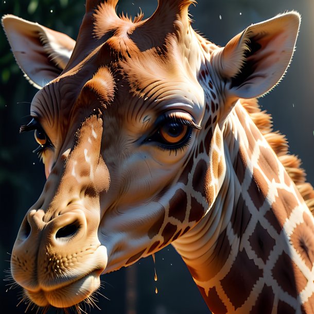 Photo d'une girafe qui pleure