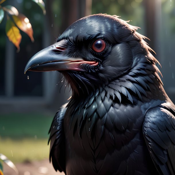 Picture of a crying crow