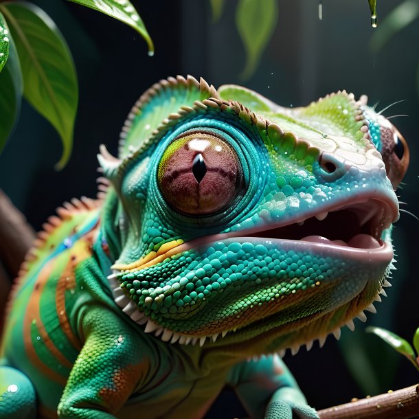 Picture of a crying chameleon