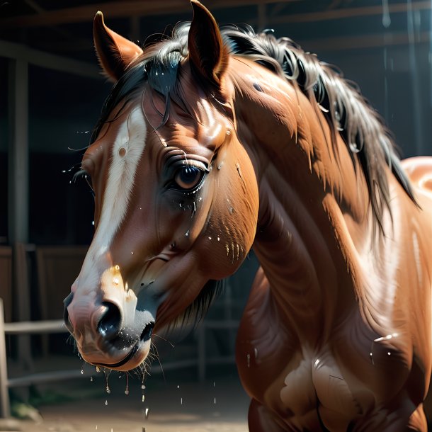 Foto de un caballo llorando