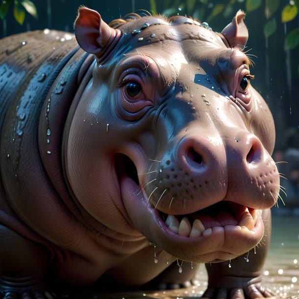 Picture of a crying hippopotamus