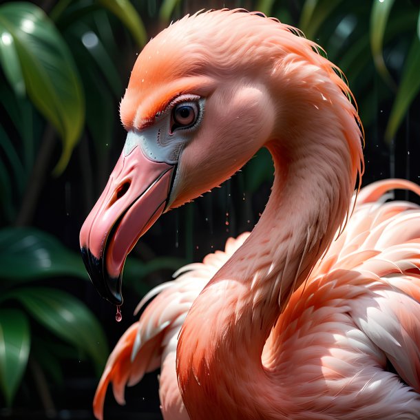 Imagem de um flamingo chorando