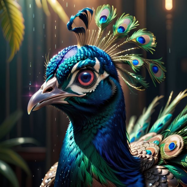 Foto de un pavo real llorando