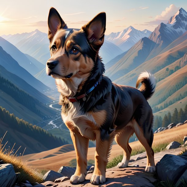 Ilustração de um cão nas montanhas