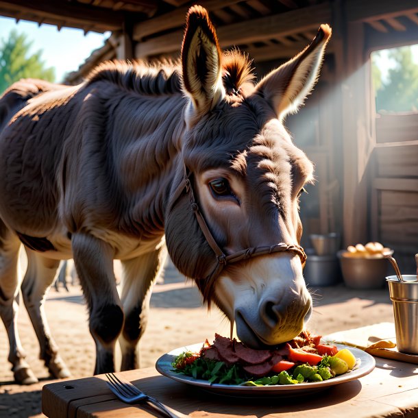 Foto de un burro que come