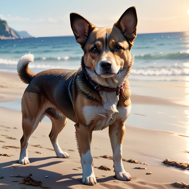 Ilustração de um cão na praia