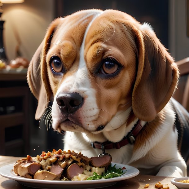 Picture of a eating beagle