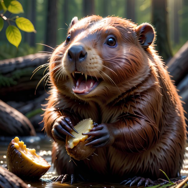 Picture of a eating beaver