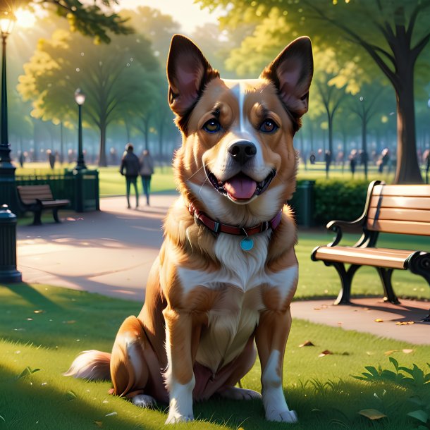 Ilustração de um cão no parque