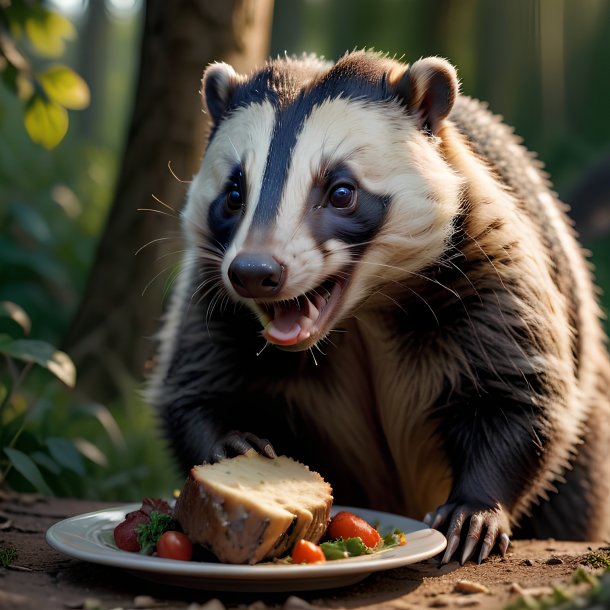 Photo d'un blaireau mangeant