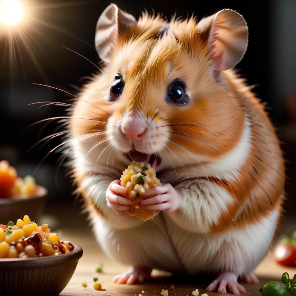 Photo d'un hamster mangeant