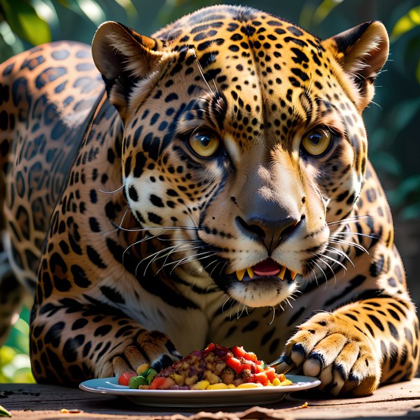 Photo d'un jaguar mangeant