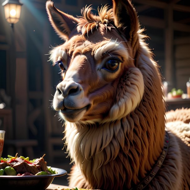 Foto de una llama de comer