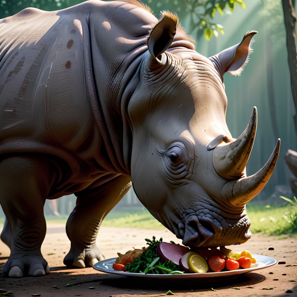 Picture of a eating rhinoceros