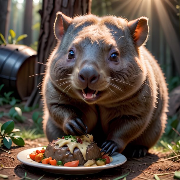 Imagen de un wombat de comer