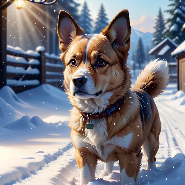 Ilustração de um cão na neve