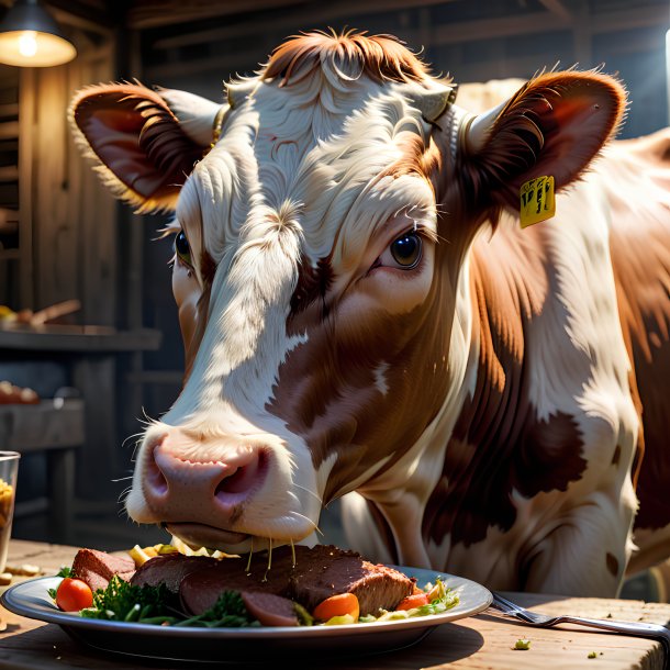 Photo d'une vache qui mange