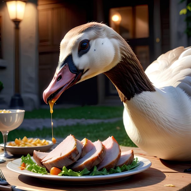 Picture of a eating goose