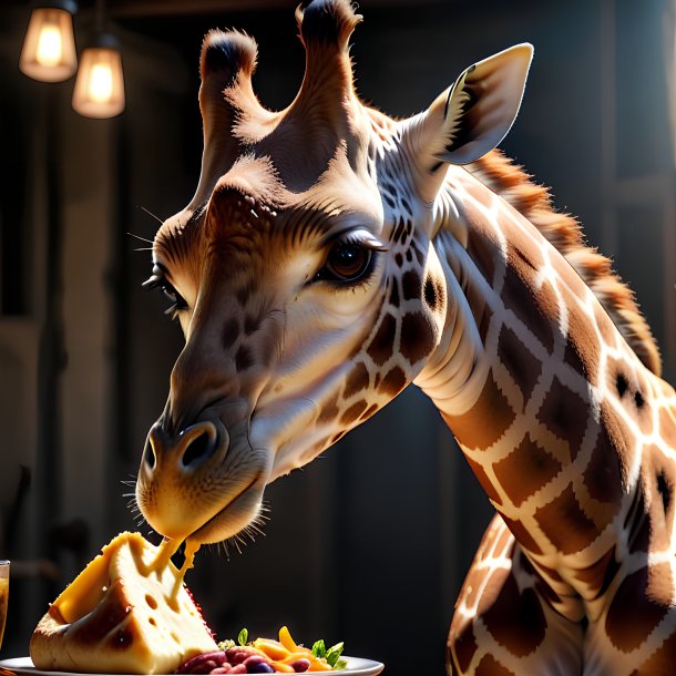 Picture of a eating giraffe