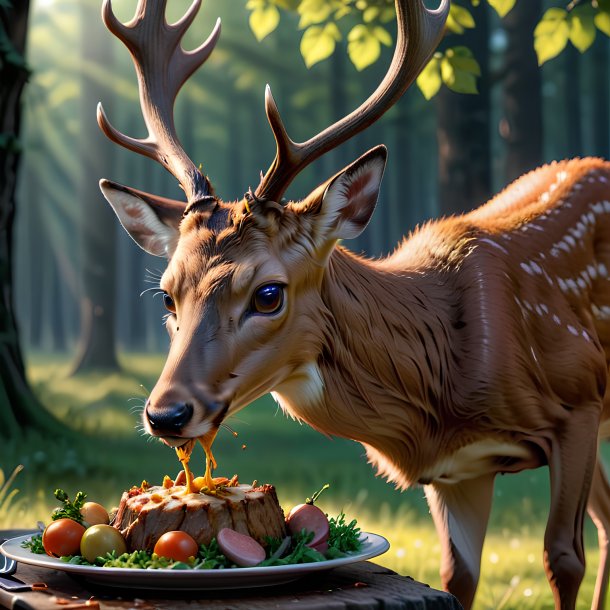 Picture of a eating deer