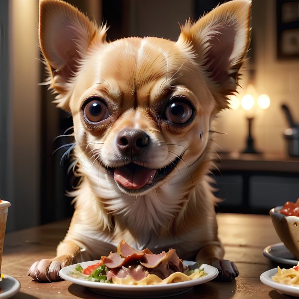 Foto de un chihuahua comiendo