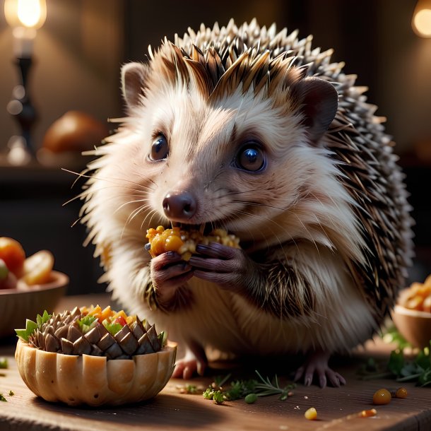 Picture of a eating hedgehog