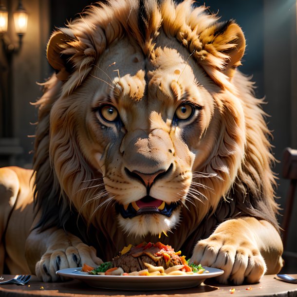 Picture of a eating lion