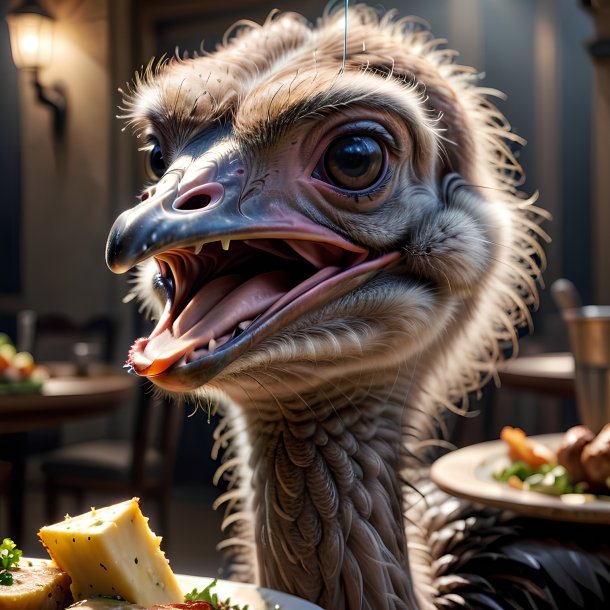 Picture of a eating ostrich