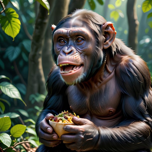 Imagem de um chimpanzé comendo