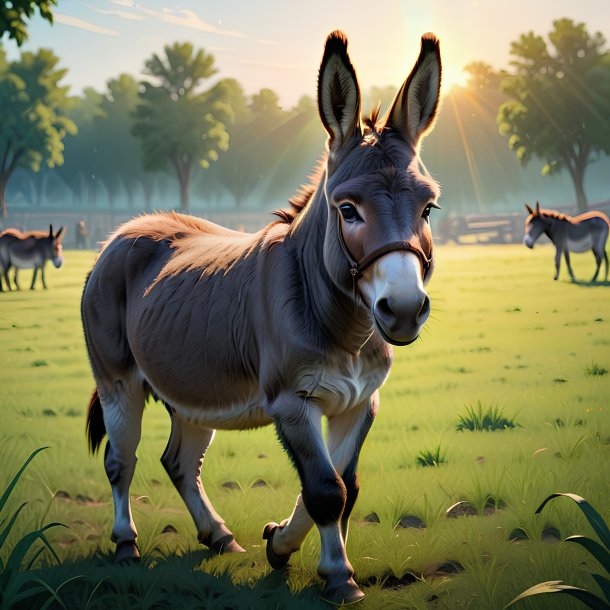 Illustration of a donkey on the field