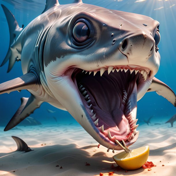 Picture of a eating hammerhead shark