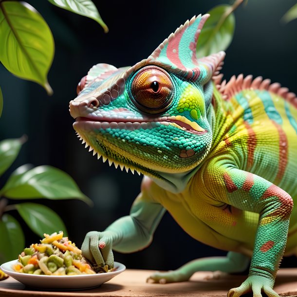 Picture of a eating chameleon