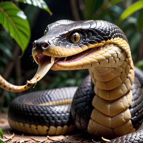 Picture of a eating king cobra