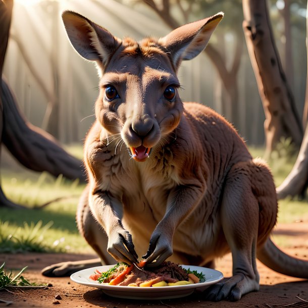 Imagem de um canguru comendo