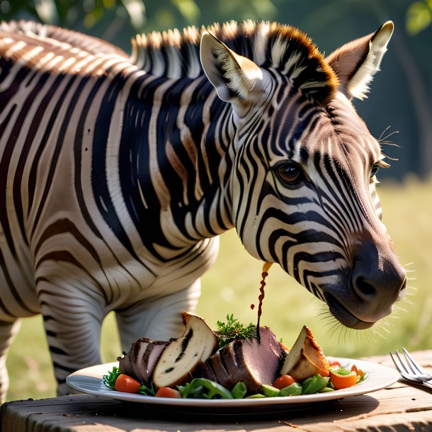 Picture of a eating zebra