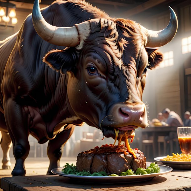 Picture of a eating bull