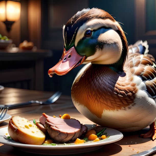 Imagem de um pato comendo