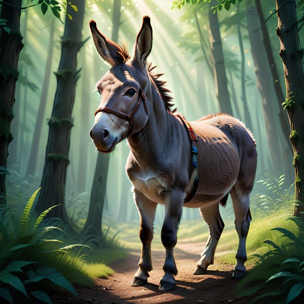 Illustration of a donkey in the forest