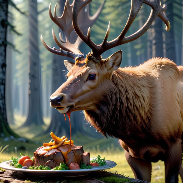 Picture of a eating elk