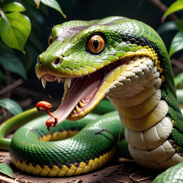 Foto de una serpiente que come