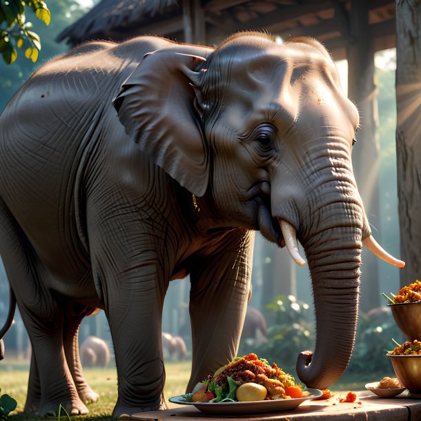 Picture of a eating elephant