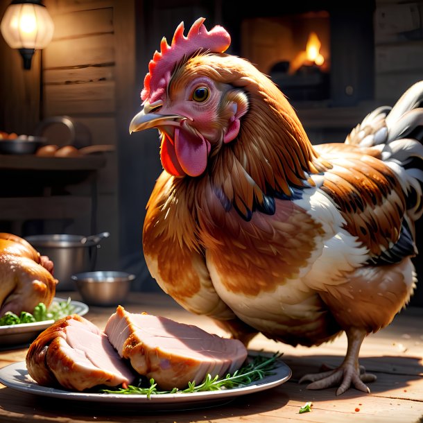 Picture of a eating hen