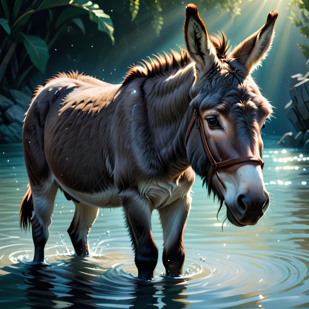 Illustration d'un âne dans l'eau