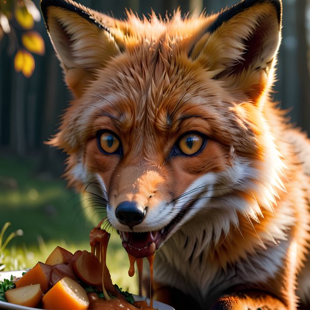 Picture of a eating fox