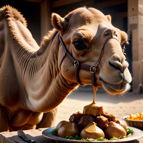 Picture of a eating camel