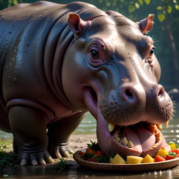 Picture of a eating hippopotamus