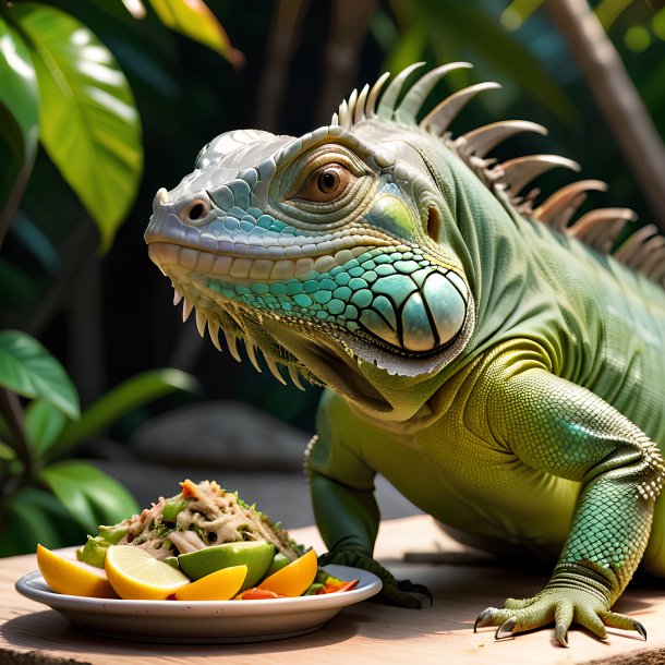 Foto de una iguana de comer