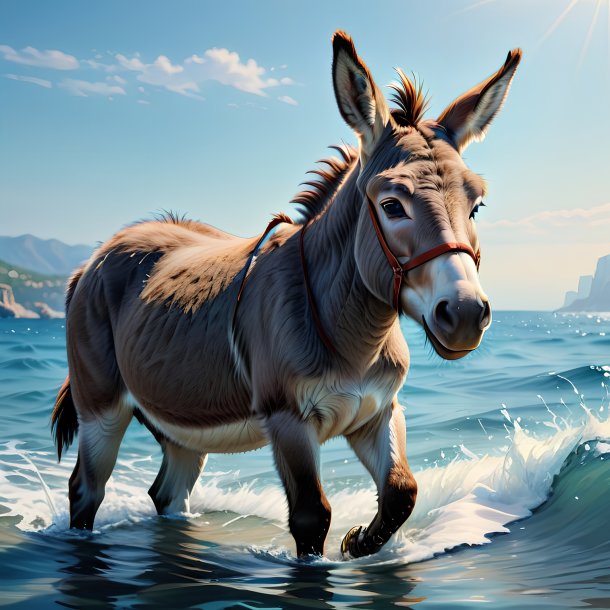 Illustration of a donkey in the sea