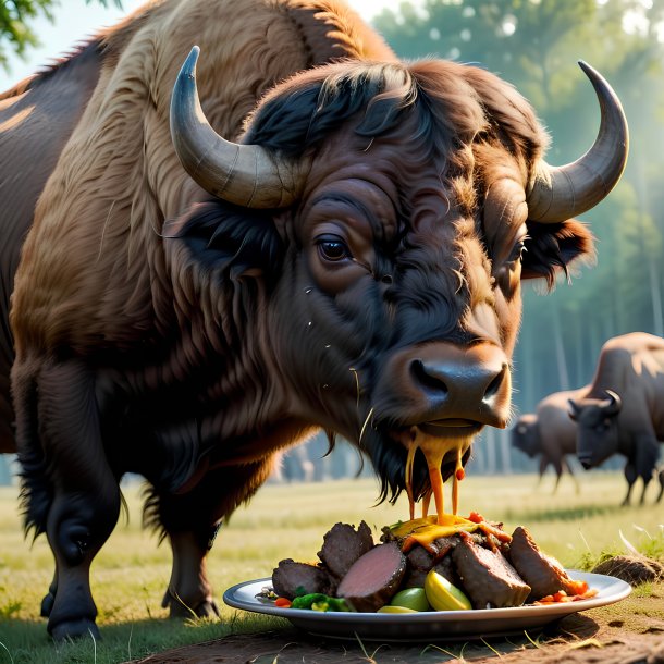 Picture of a eating buffalo